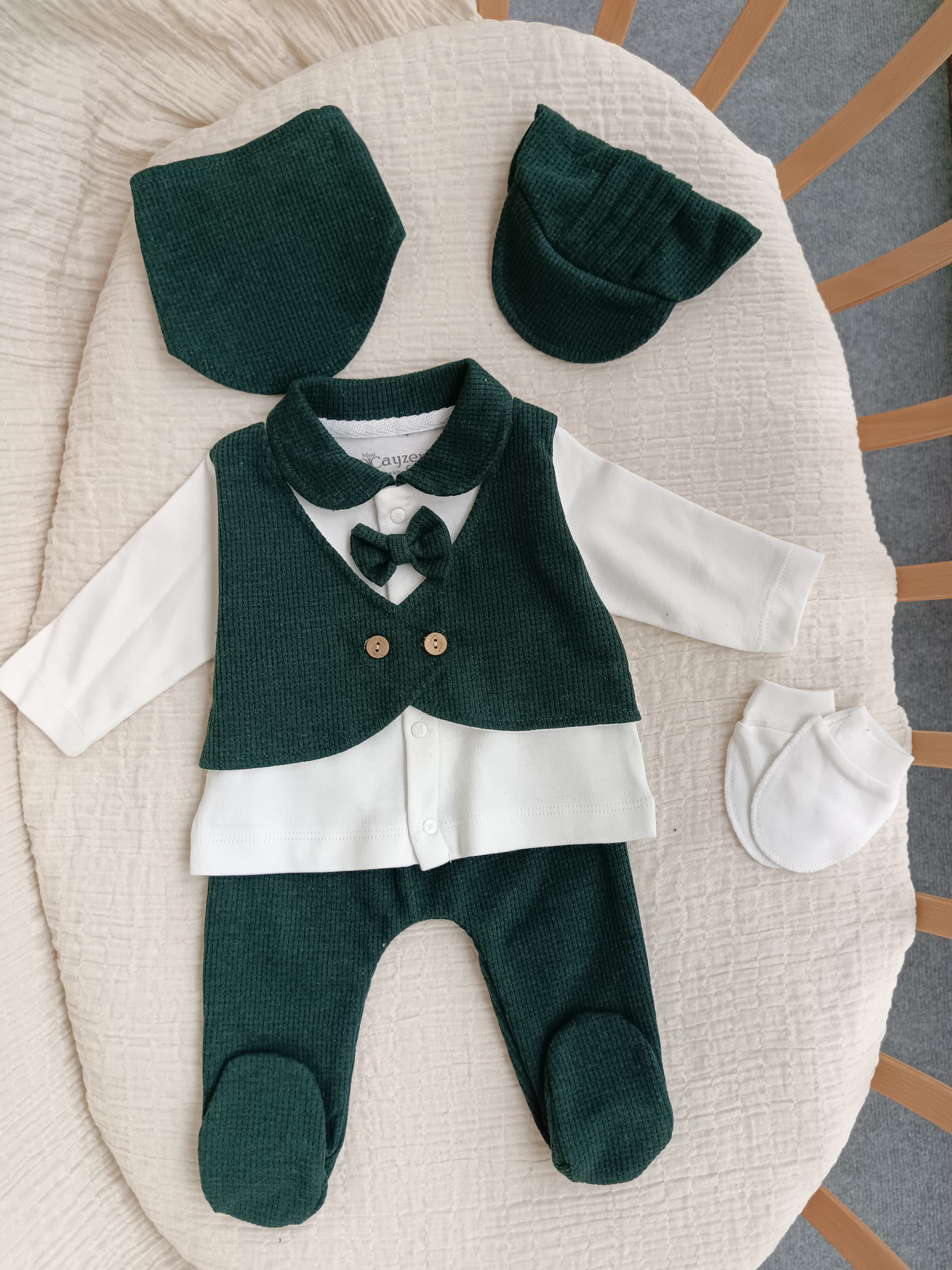 Waffle Erkek Bebek Hastane Yenidoğan Seti Yeşil