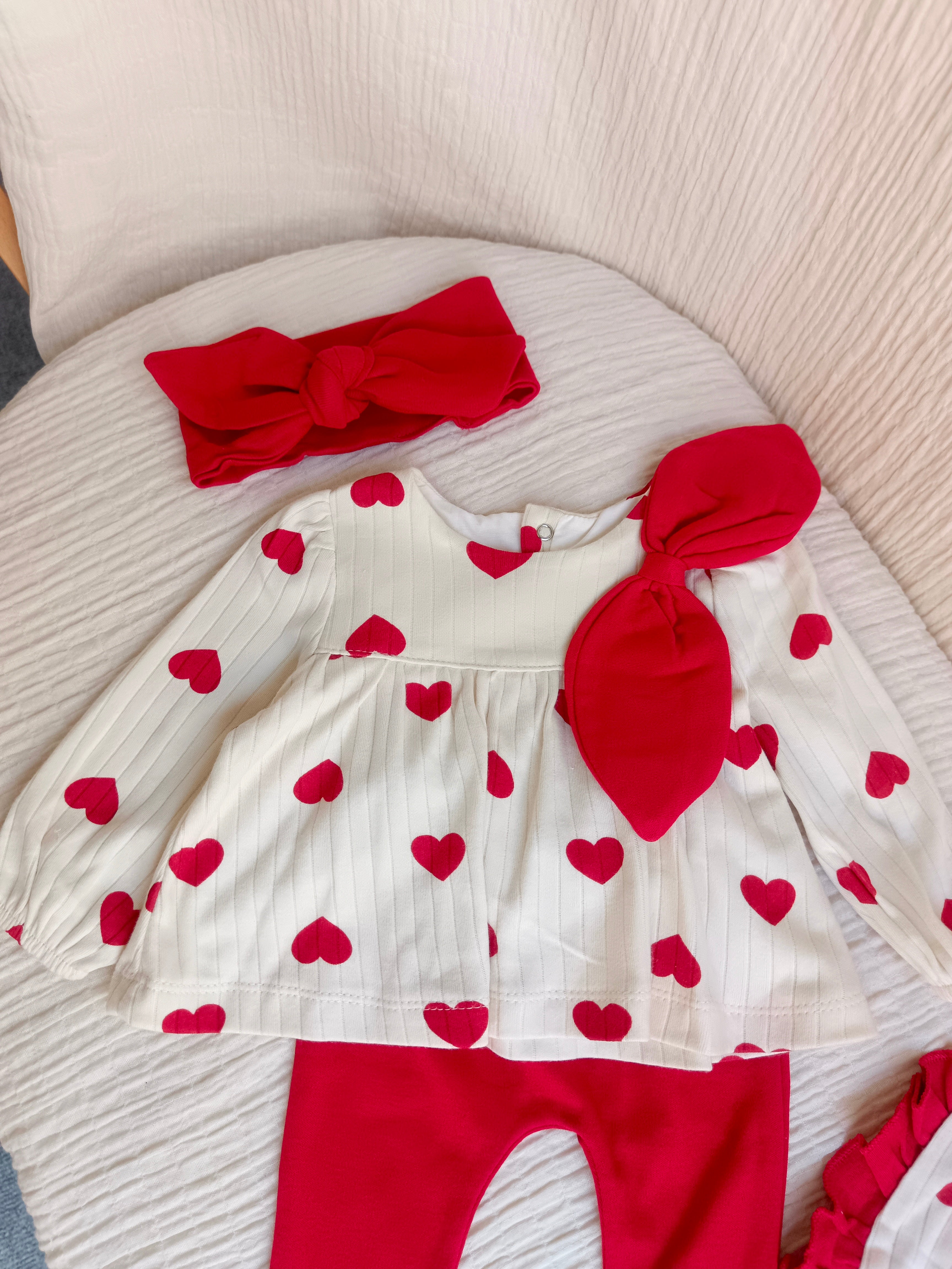 Büyük Kalpli Fiyonklu Yenidoğan Hastane Çıkışı Seti