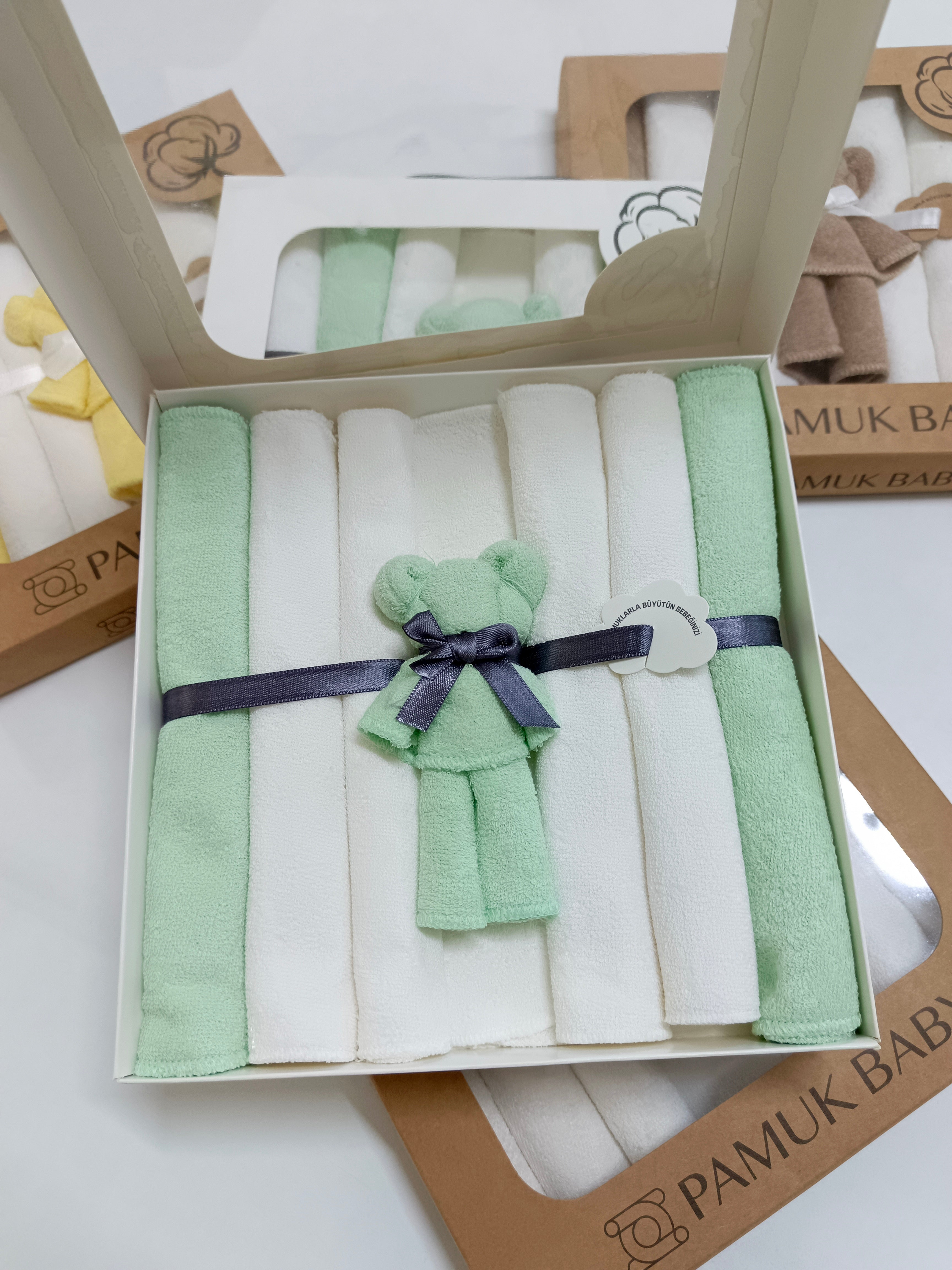 7’Li Özel organik pamuk havlu bebek ağız mendili