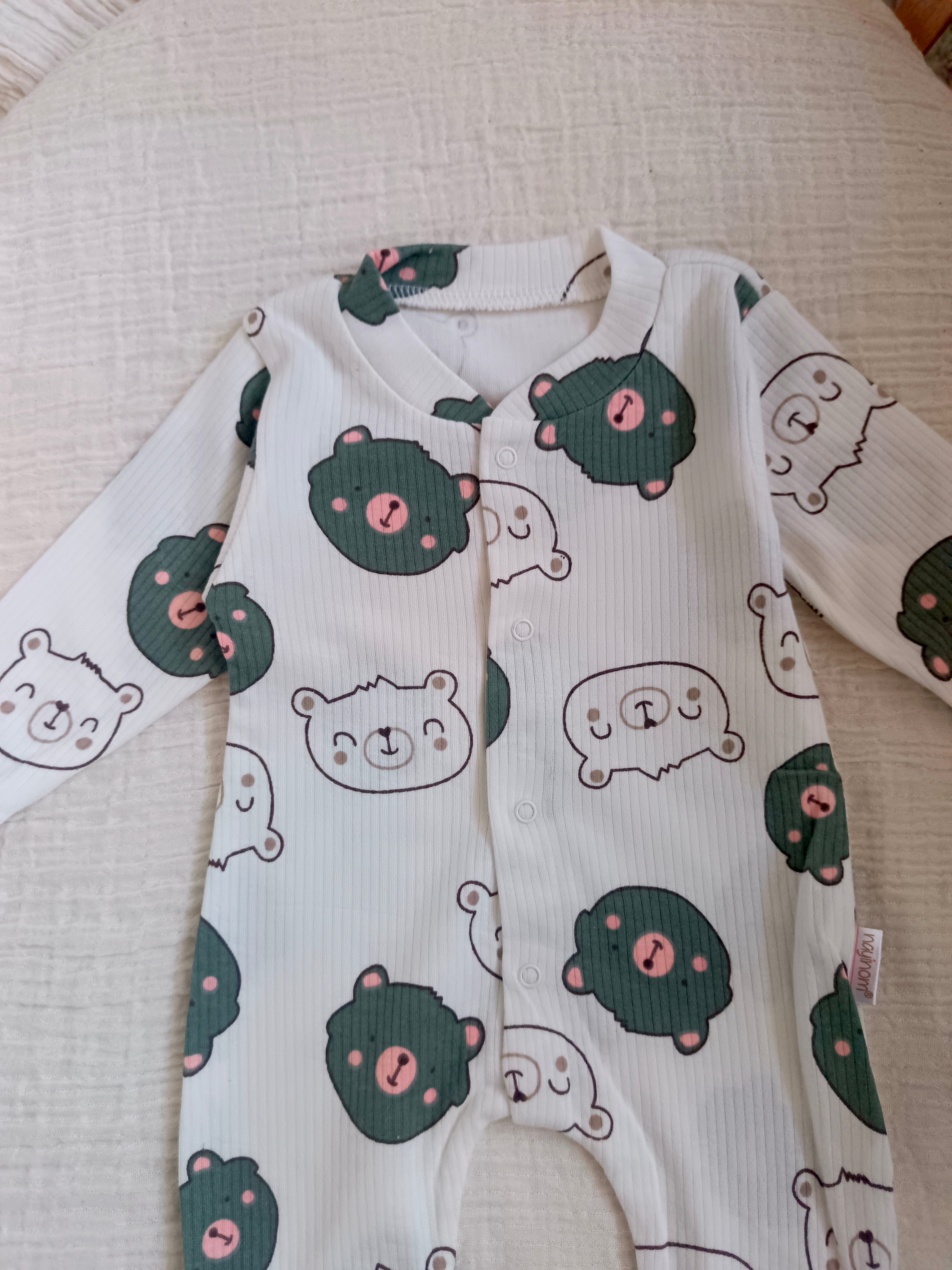 Ayıcık Baskılı Patikli Tulum Yeşil