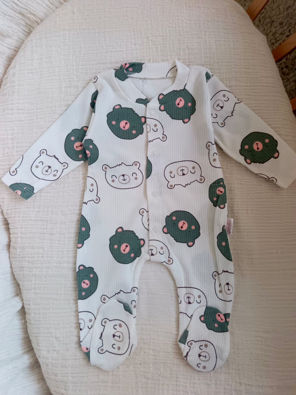 Ayıcık Baskılı Patikli Tulum Yeşil