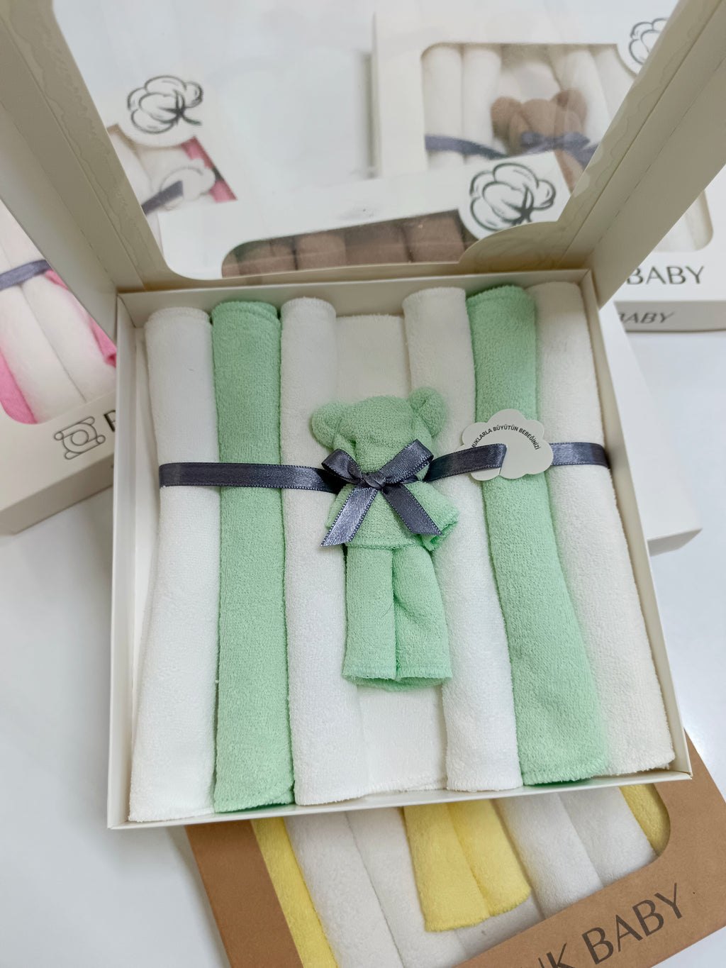 7’Li Özel organik pamuk havlu bebek ağız mendili