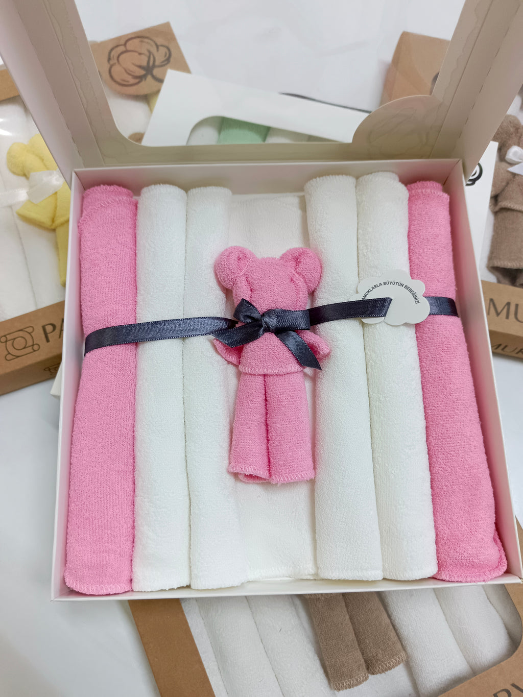 7’Li Özel organik pamuk havlu bebek ağız mendili