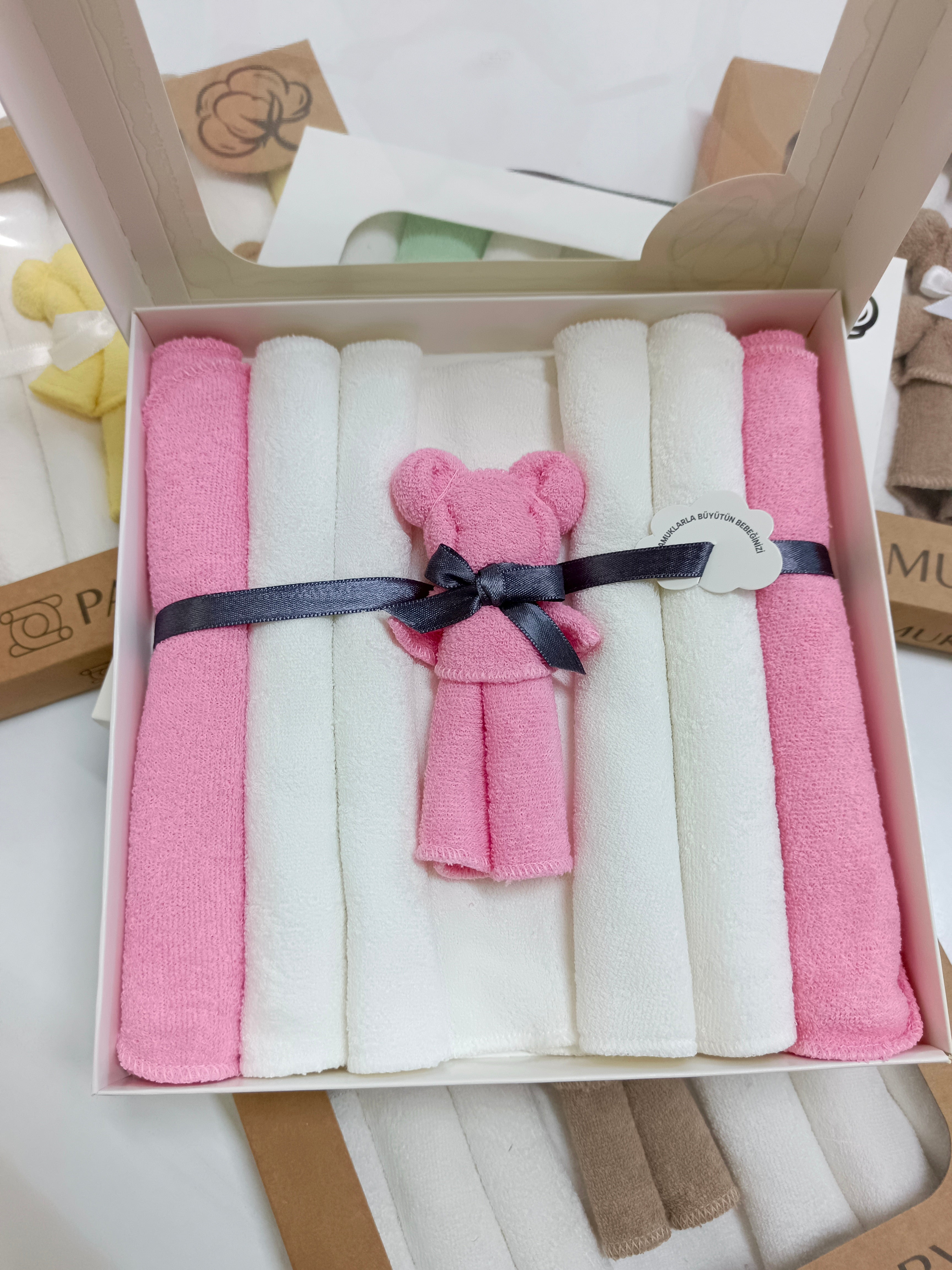 7’Li Özel organik pamuk havlu bebek ağız mendili