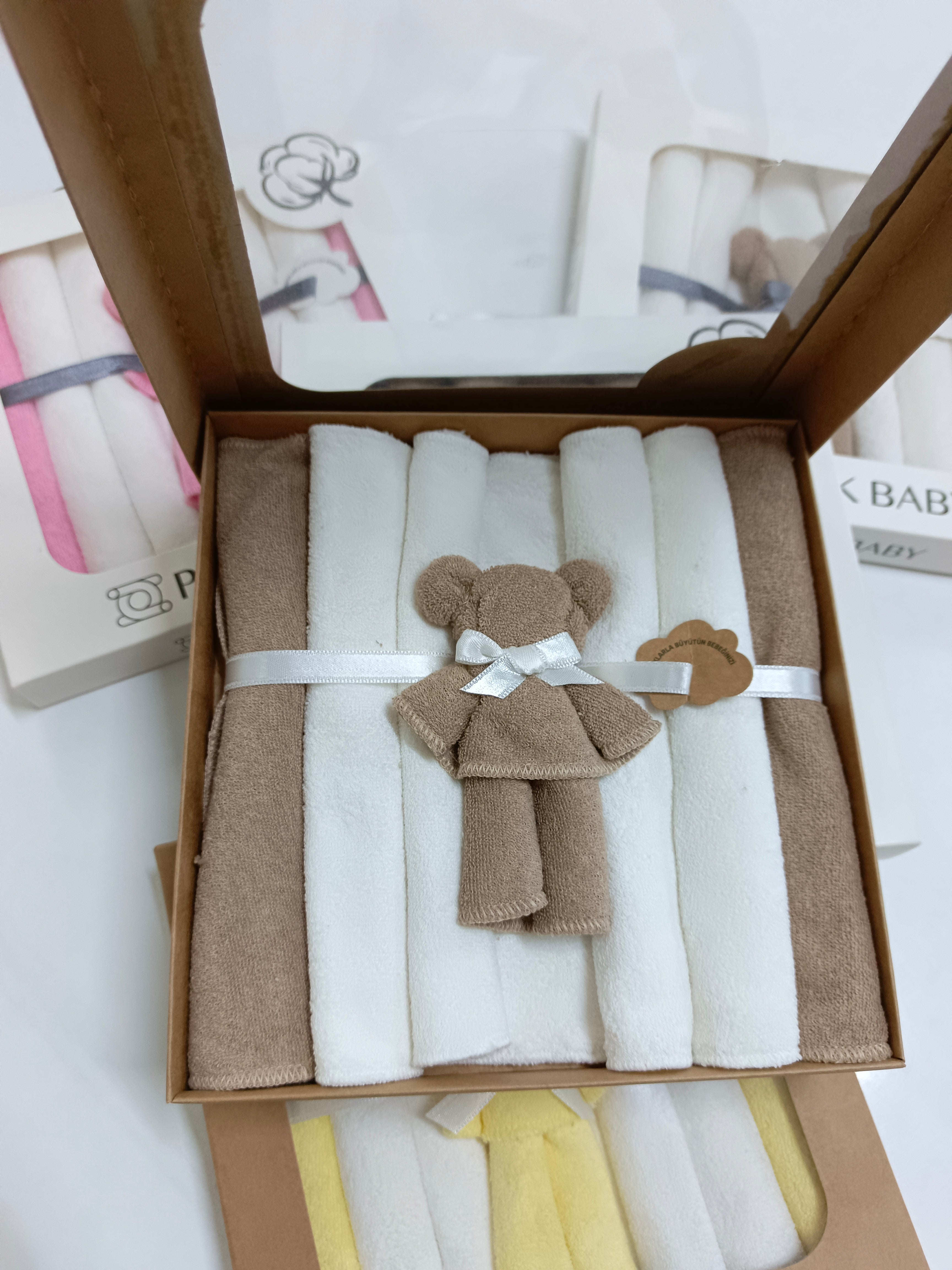 7’Li Özel organik pamuk havlu bebek ağız mendili