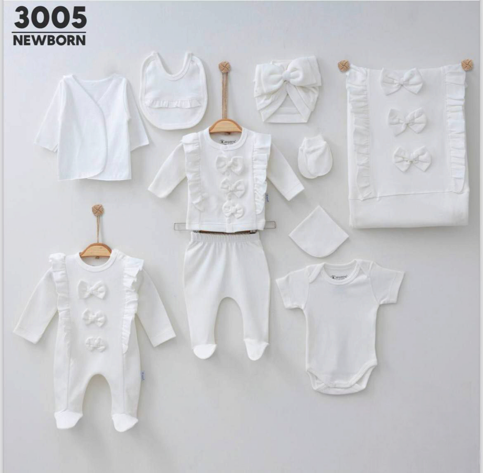 Naturel Fiyonklu Kız Bebek Premium 10'lu Hastane Yenidoğan Seti