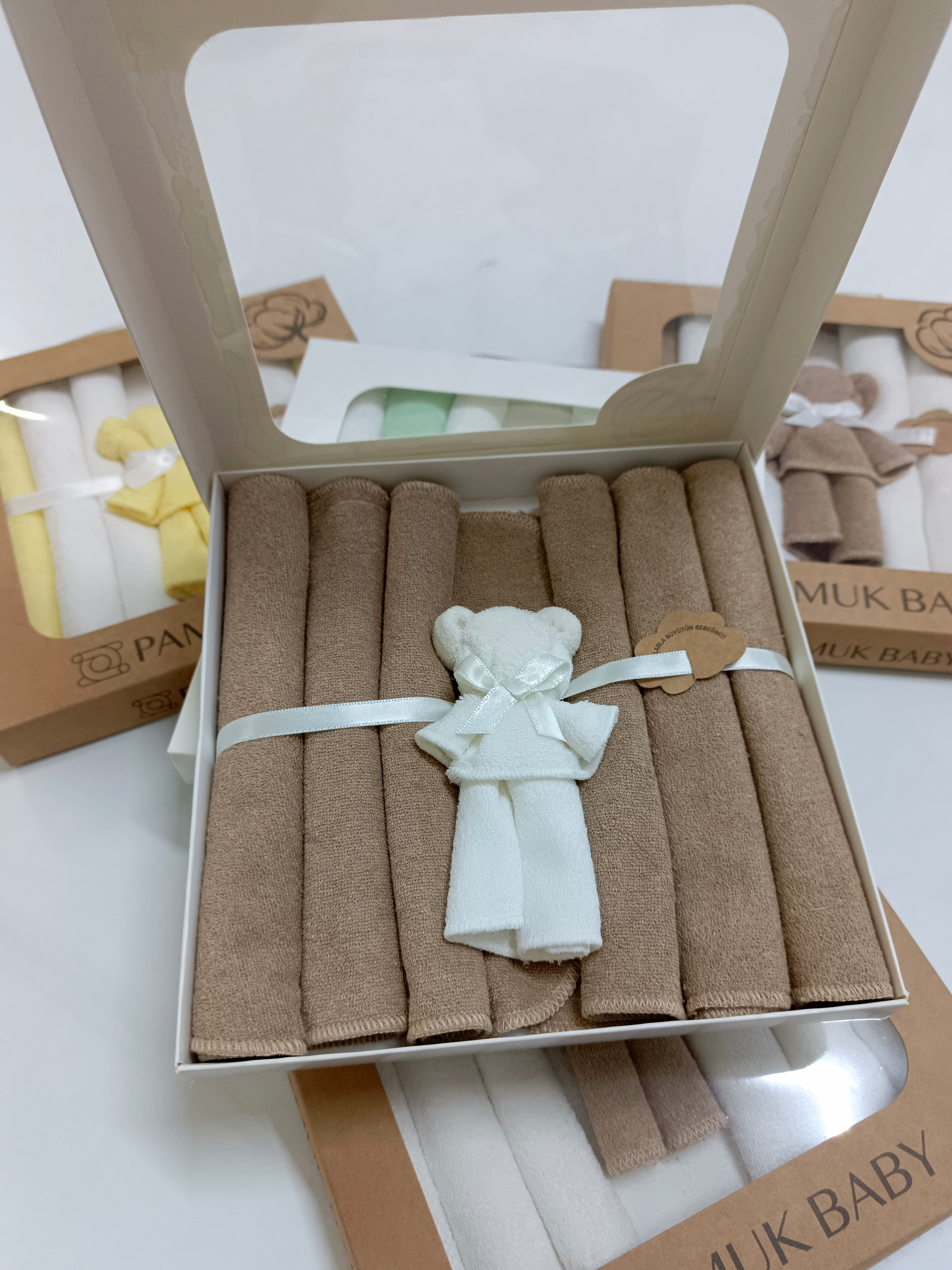 7’Li Özel organik pamuk havlu bebek ağız mendili