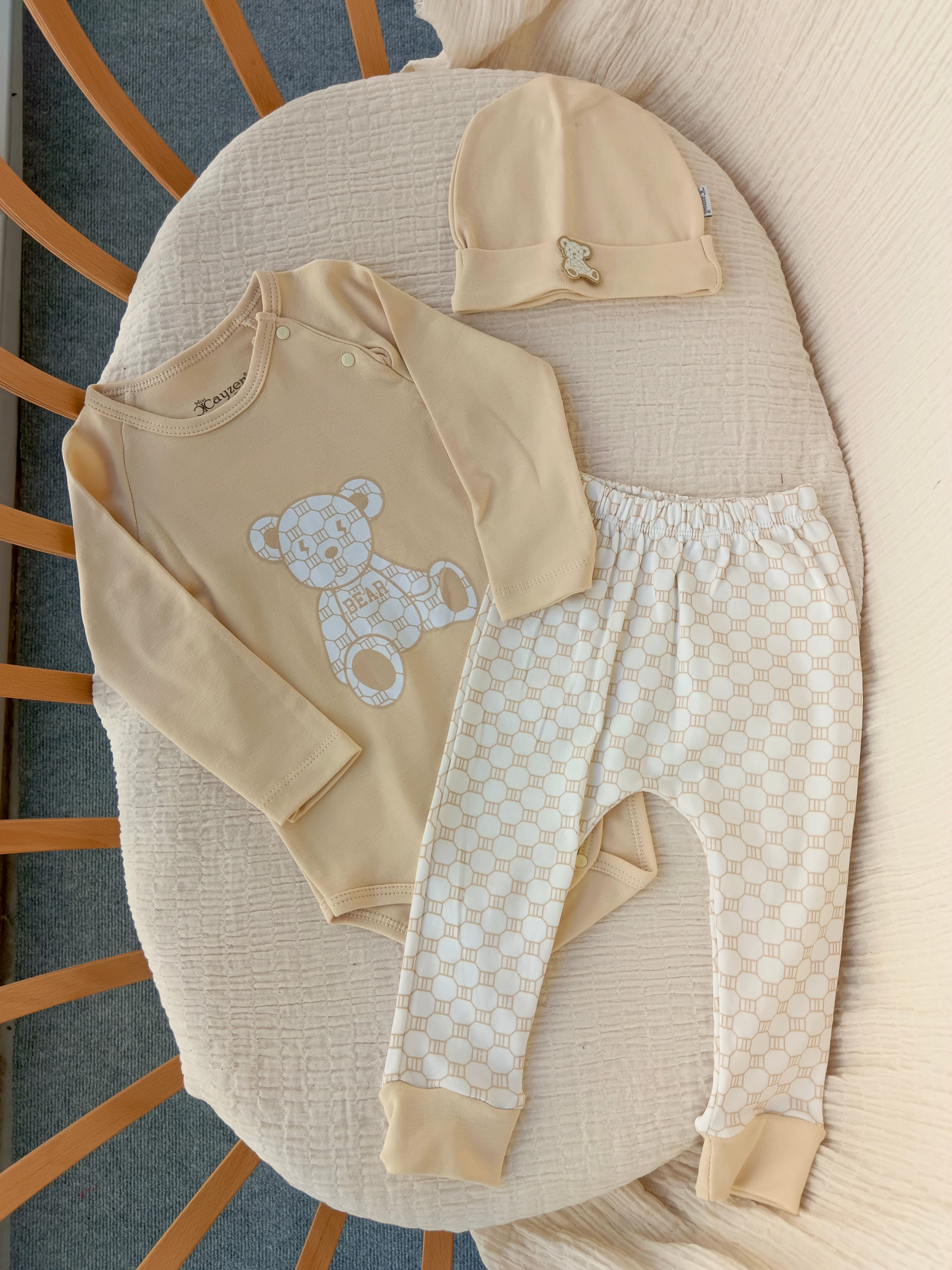 Bear Şapkalı Takım Bej