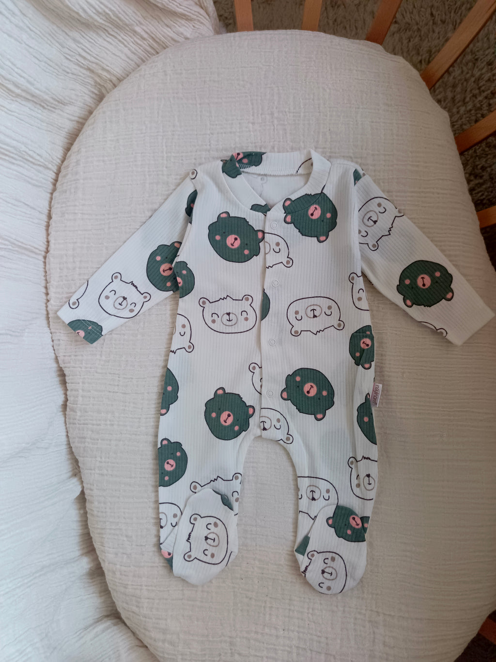 Ayıcık Baskılı Patikli Tulum Yeşil