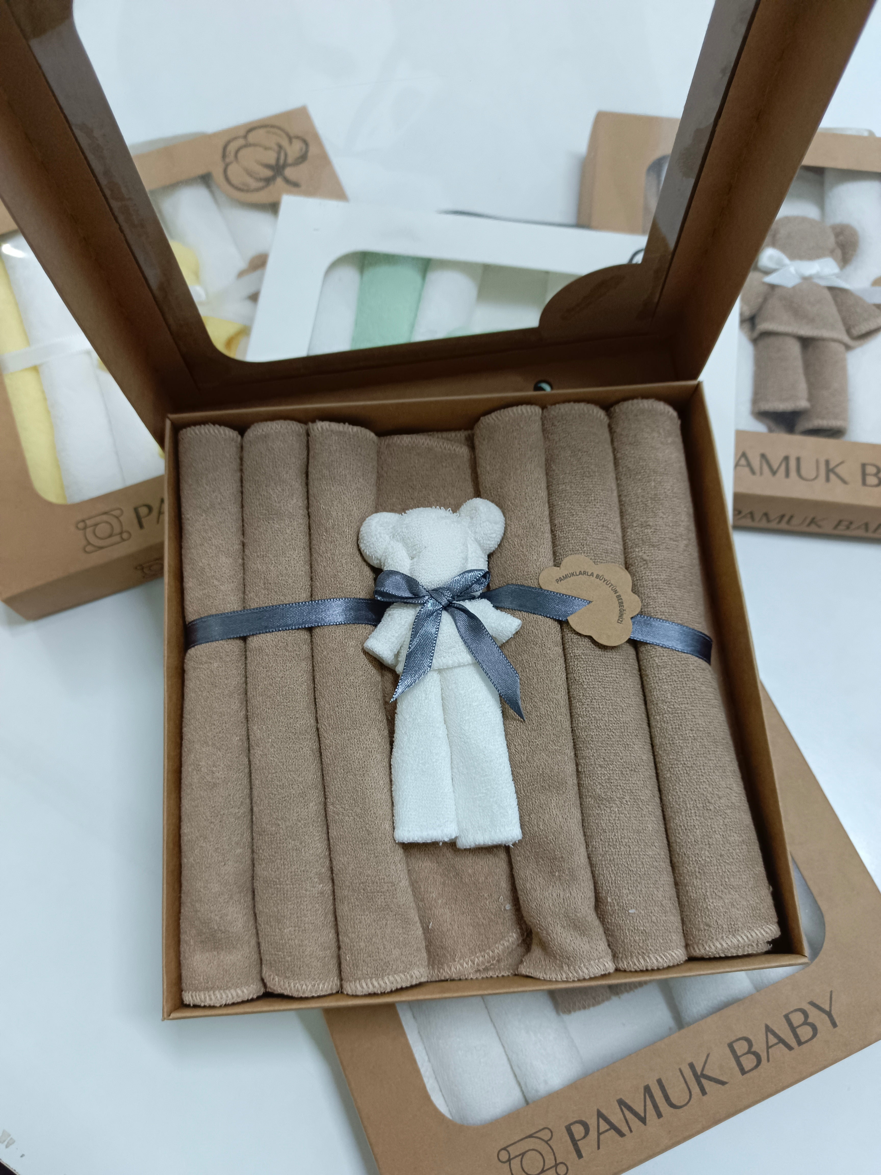 7’Li Özel organik pamuk havlu bebek ağız mendili