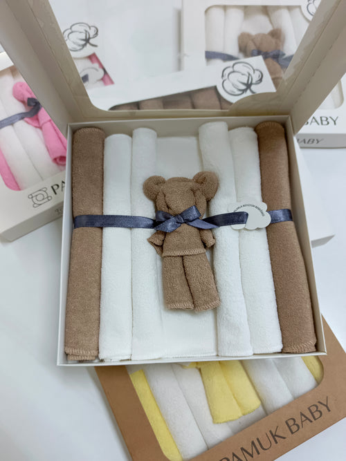 7’Li Özel organik pamuk havlu bebek ağız mendili