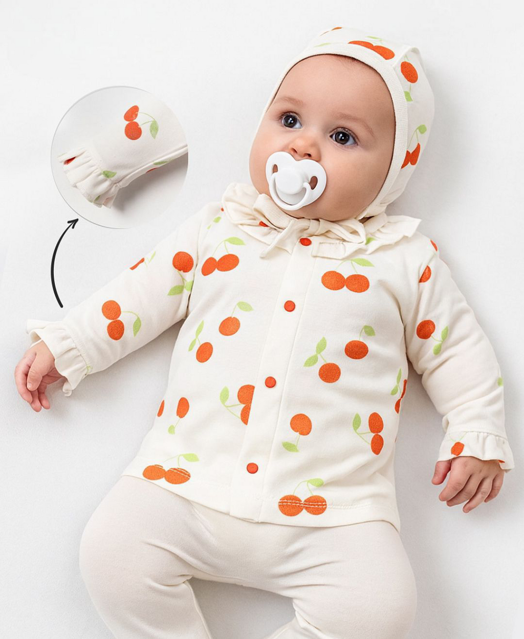 Kirazlı 3'lü Kız Bebek Takım