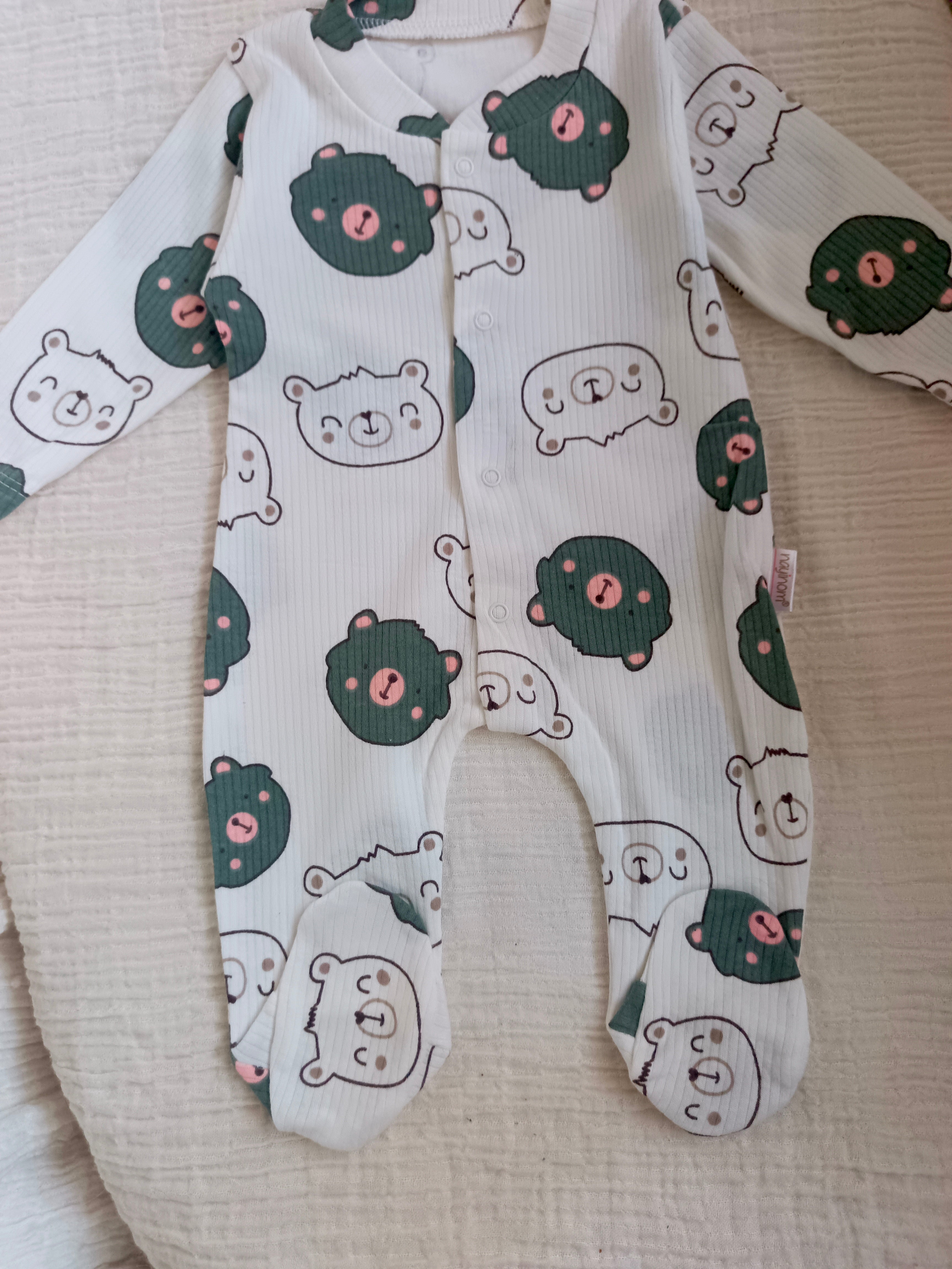 Ayıcık Baskılı Patikli Tulum Yeşil