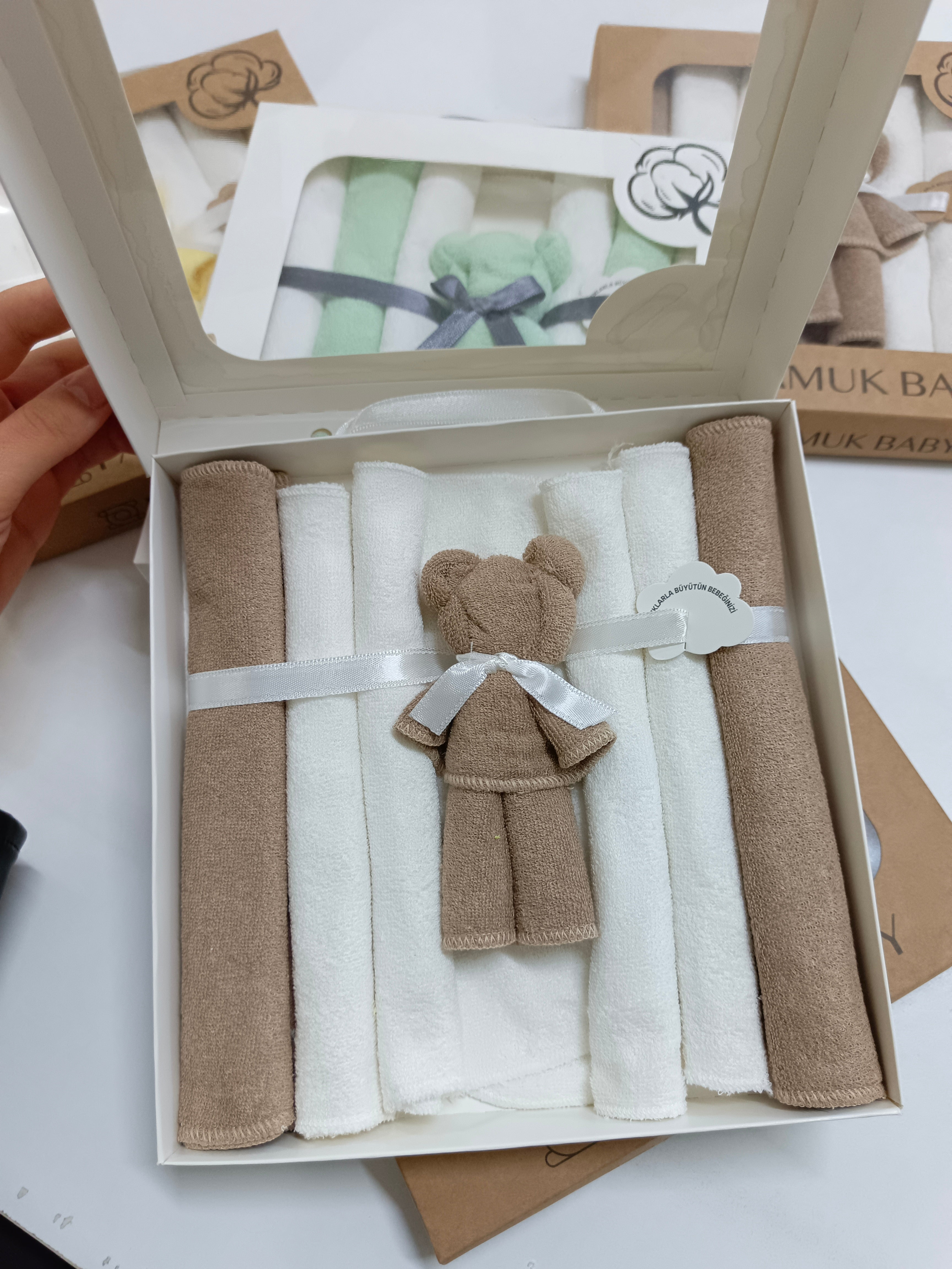 7’Li Özel organik pamuk havlu bebek ağız mendili