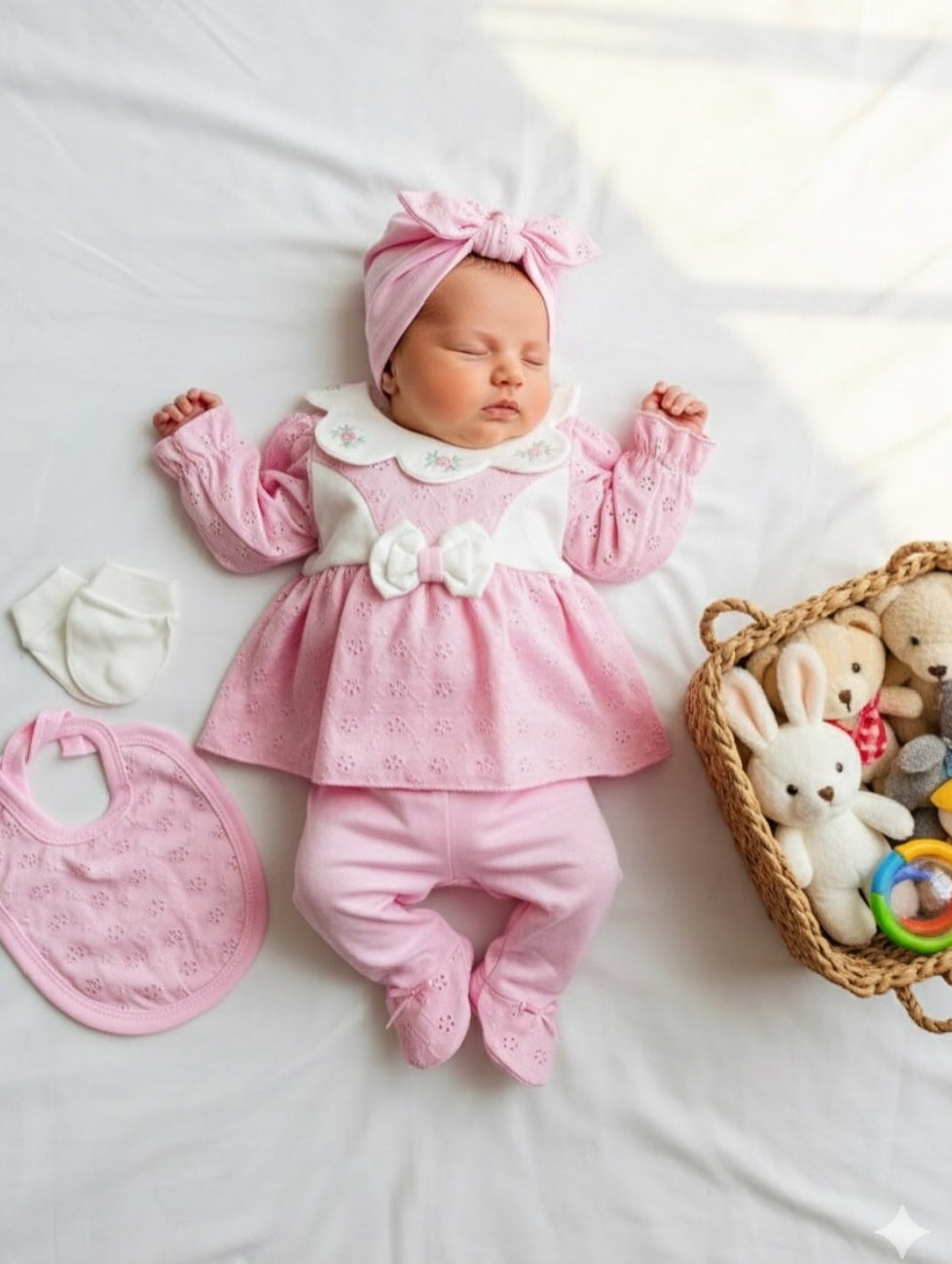 Bloom Çiçekli 5'li Hastane Çıkışı Seti Pembe