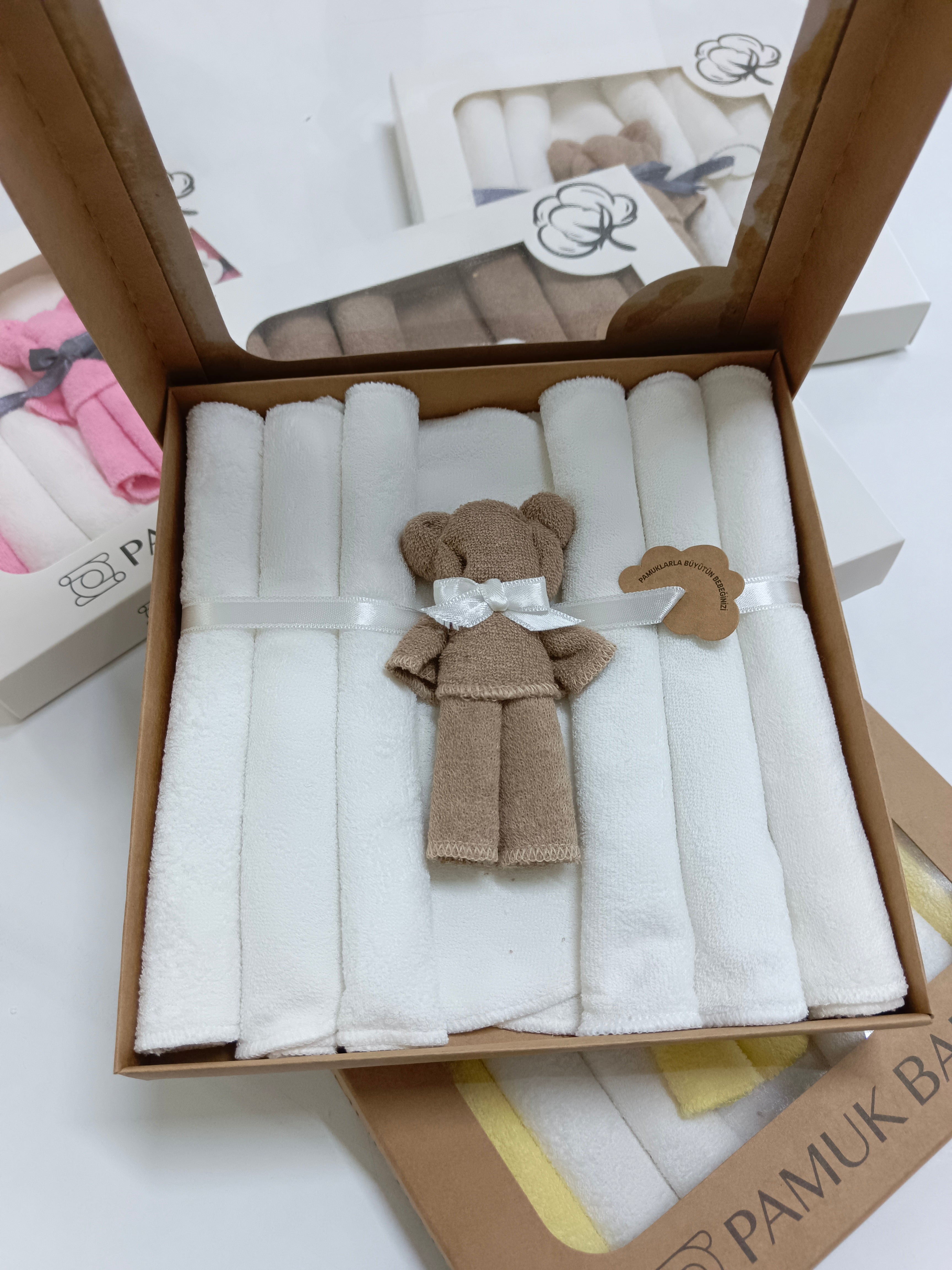 7’Li Özel organik pamuk havlu bebek ağız mendili