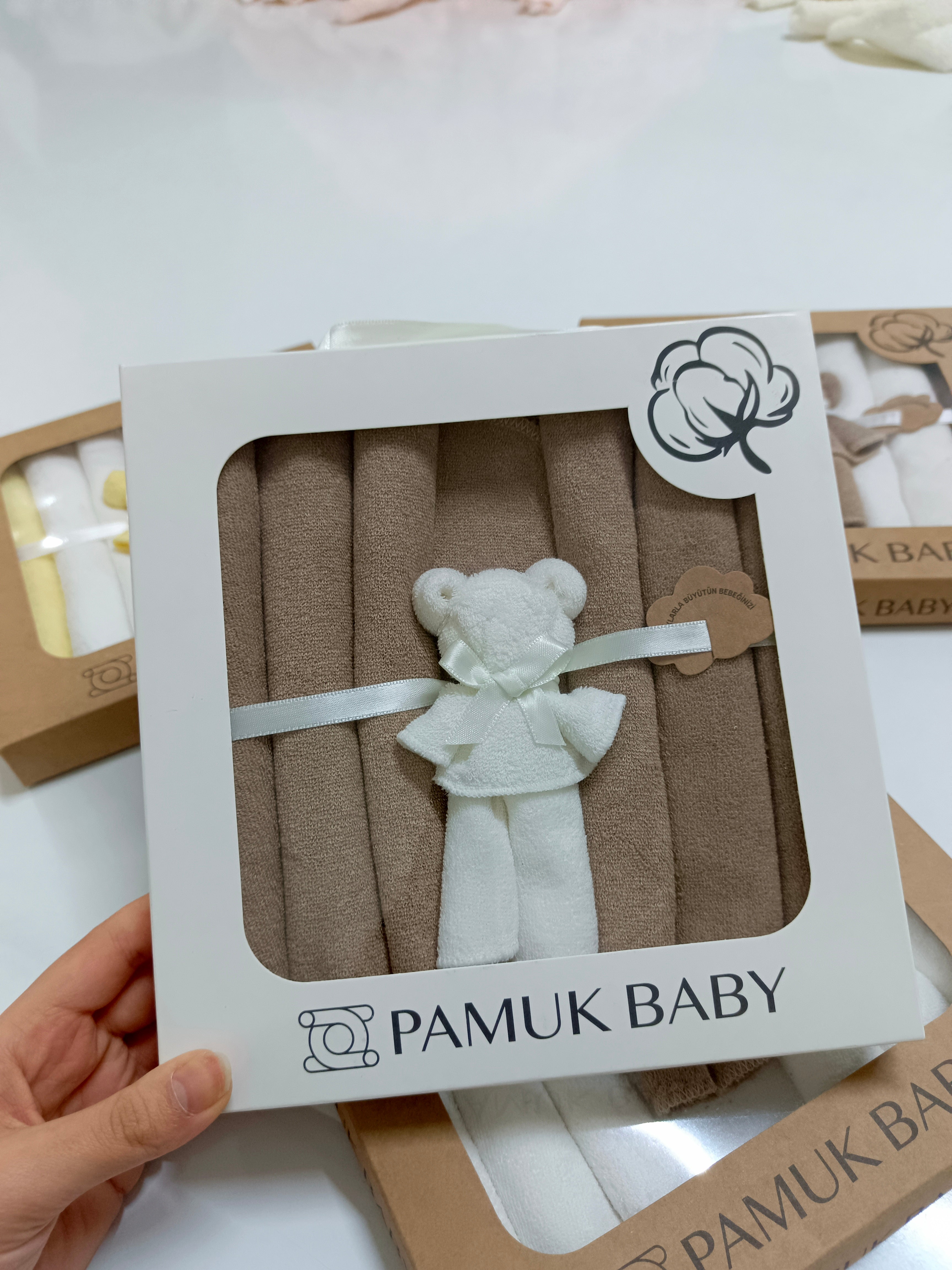 7’Li Özel organik pamuk havlu bebek ağız mendili